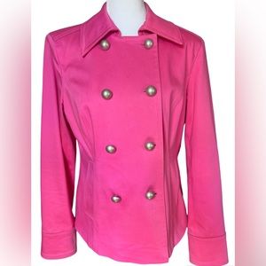 Bloomingdale’s Pink Double-Breasted Jacket Silver Buttons Size 10